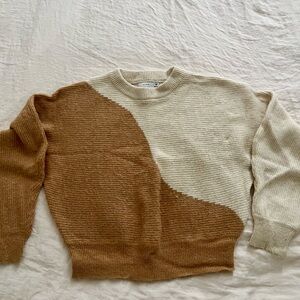 Two-Tone Knit Sweater